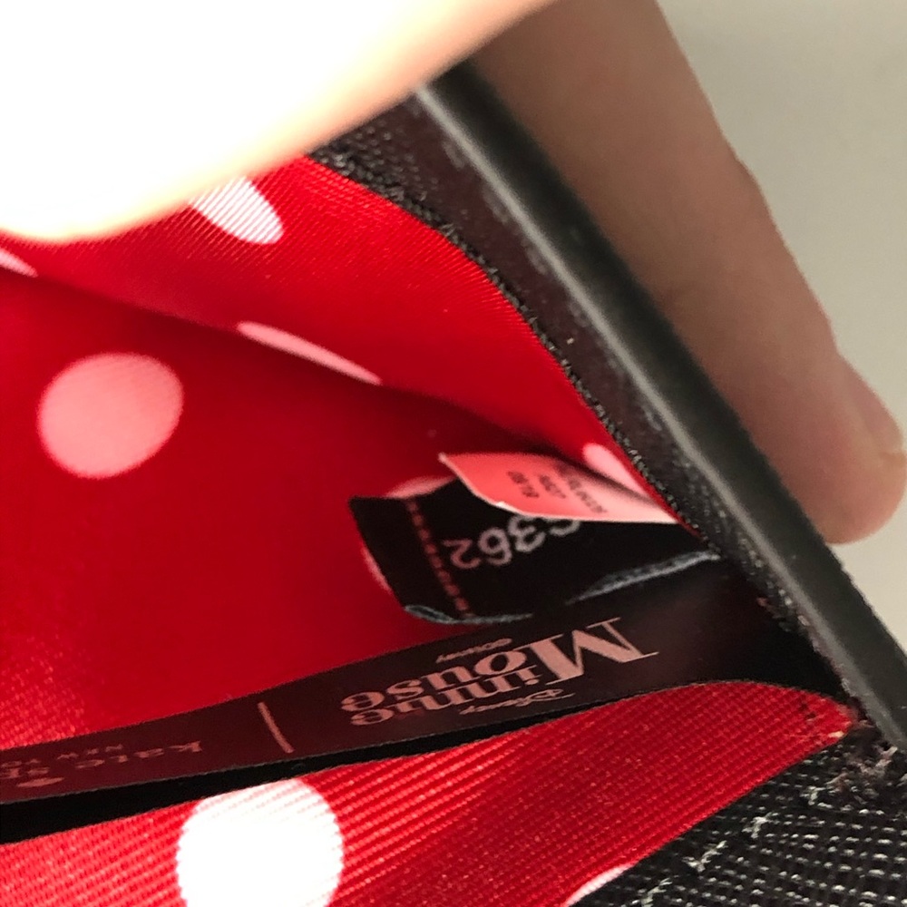 Kate Spade Disney Minnie Mouse Bow Adalyn Leather Bifold Compact Wallet Black - Picture 14 of 16